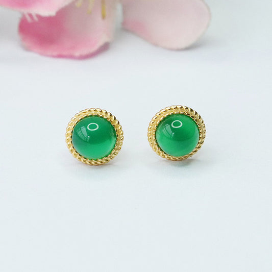 S925 silver set with natural green agate earrings chalcedony earrings jewelry MN3101001