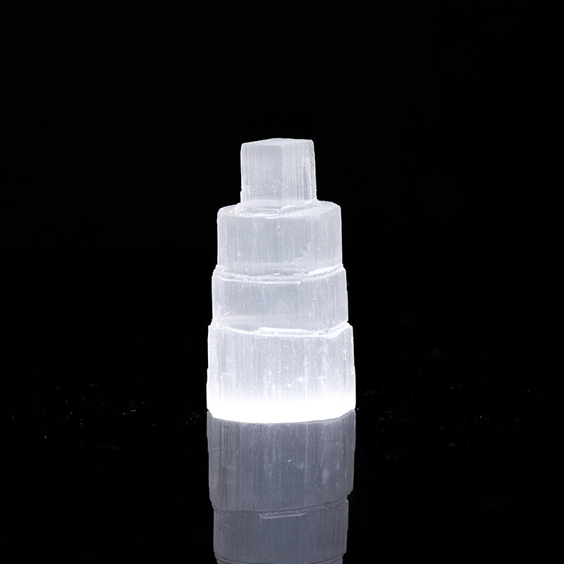 Manufacturer's natural Moroccan white gypsum tower-shaped crystal raw stone creative home desktop ornaments 