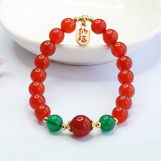 Natural Red Agate Bracelet Chrysoprase Bracelet Women's Jewelry MN2123009