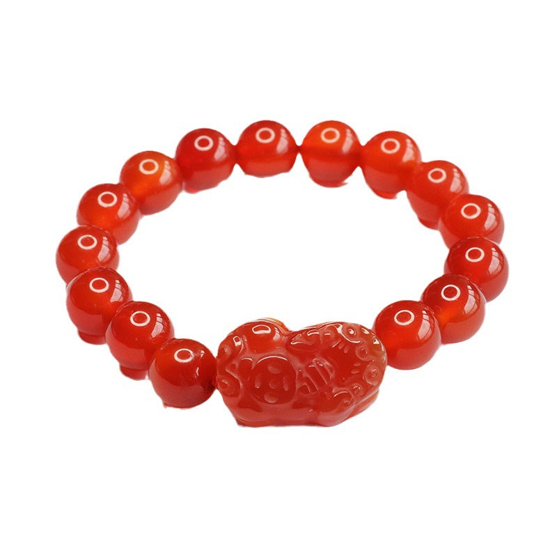 Red Agate Pixiu Bracelet Pigeon Blood Carnelian Bracelet MN3082501