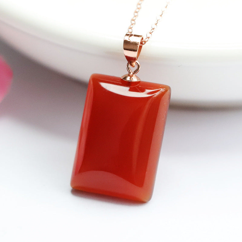 Customized S925 silver inlaid with red agate pendant Chalcedony Wushi brand welfare MN2091521