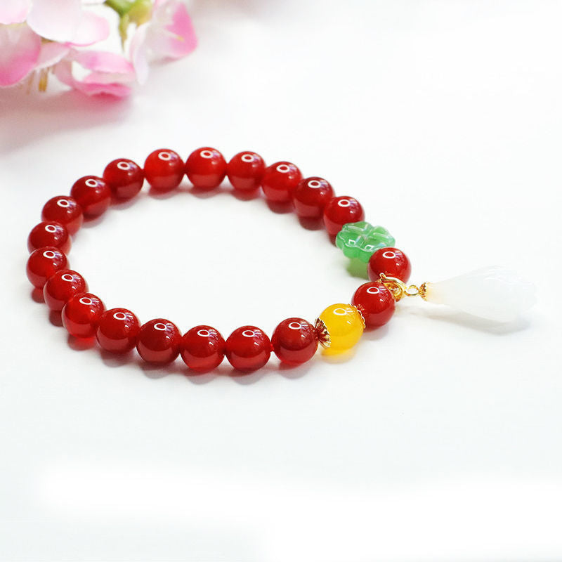 Natural red agate bracelet magnolia chalcedony bracelet diy jewelry MN2051612 