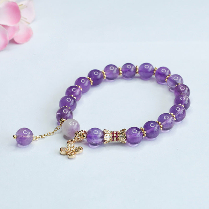 Natural amethyst bracelet four-leaf clover tassel bracelet women's jewelry CB3062906 