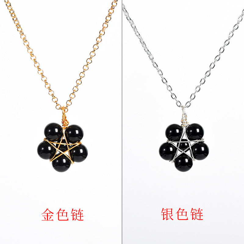 Natural crystal raw stone round beads flower jade pendant hand-wound hot-selling jewelry 