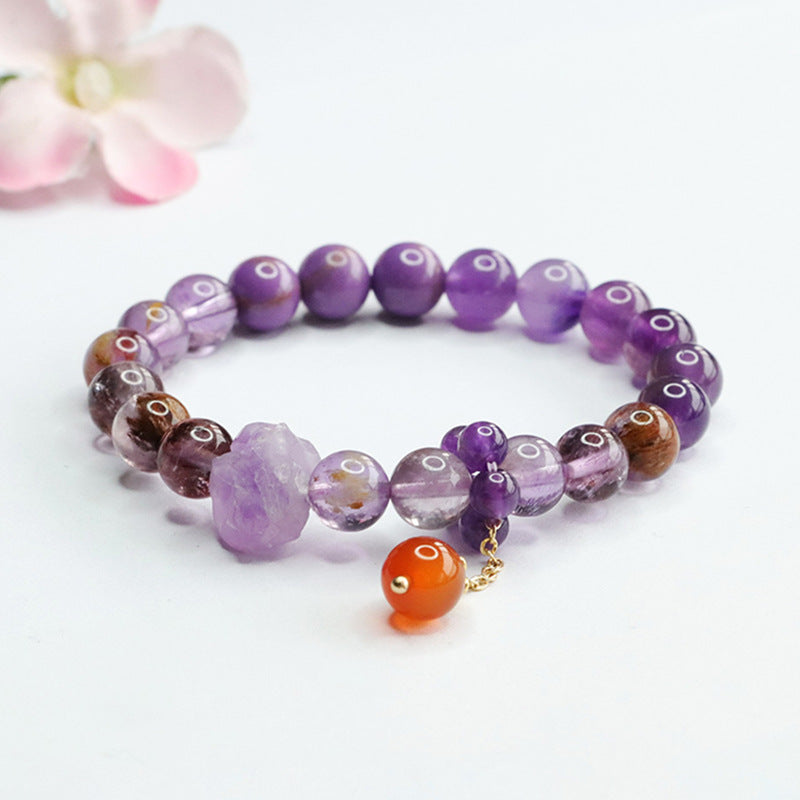 Natural nine purple Lihuo multi-treasure crystal bracelet for women CB4011207 