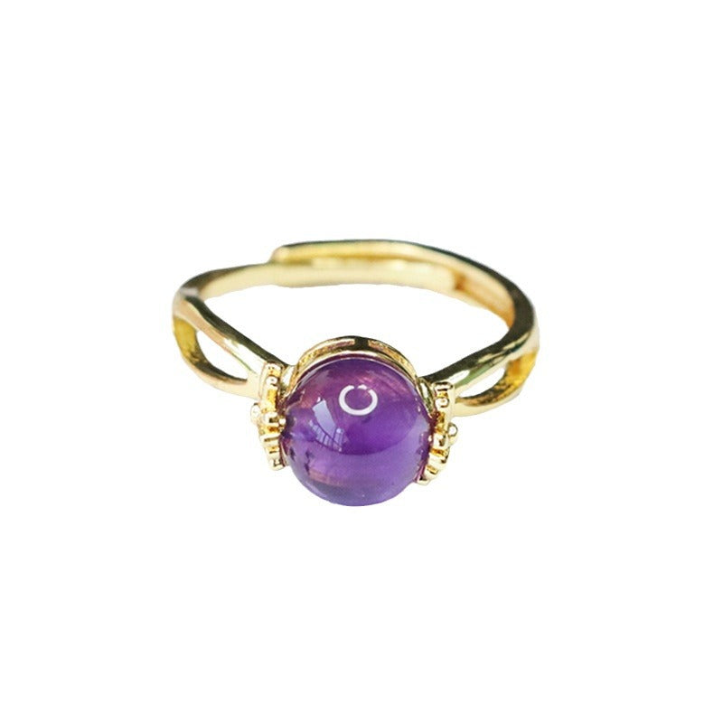 Natural Amethyst Ring Purple Colorful Rotating Ring Women's Jewelry CB3101305 