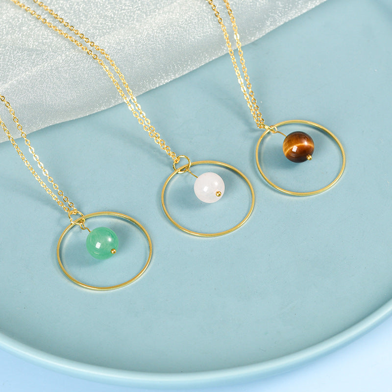 Jewelry ring bead necklace simple temperament star and moon round pendant clavicle chain 