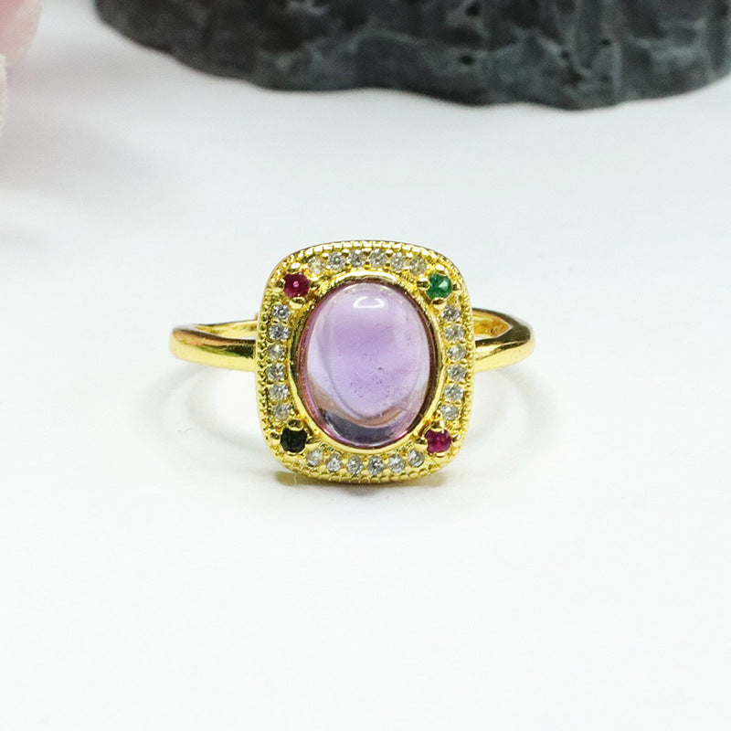 Natural Amethyst Ring Purple Gemstone Ring Ring Jewelry CB3091001 