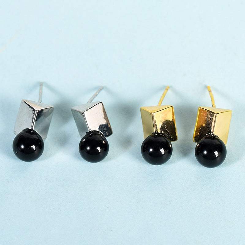 Jewelry natural crystal gravel earrings square round bead earrings temperament personality sweet earrings 