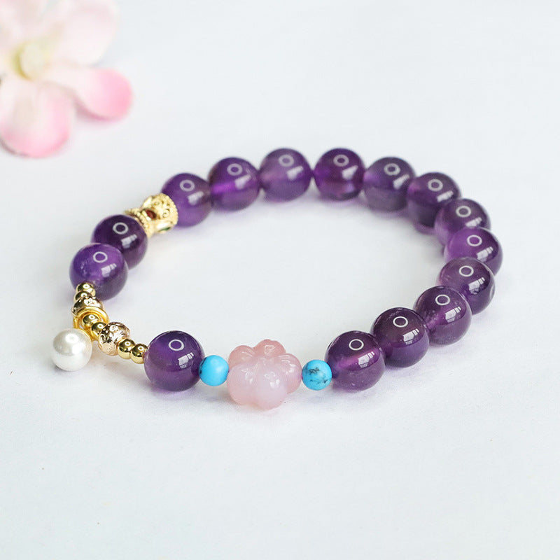 Natural Amethyst Bracelet Salt Source Agate Flower Bracelet Colorful Treasure CB4062602 