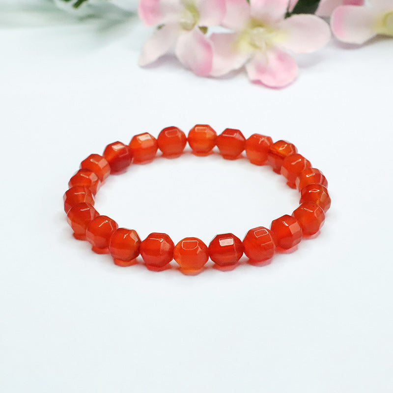 Natural Ice Red Agate Bracelet Faceted Single Circle Bracelet CB3050506