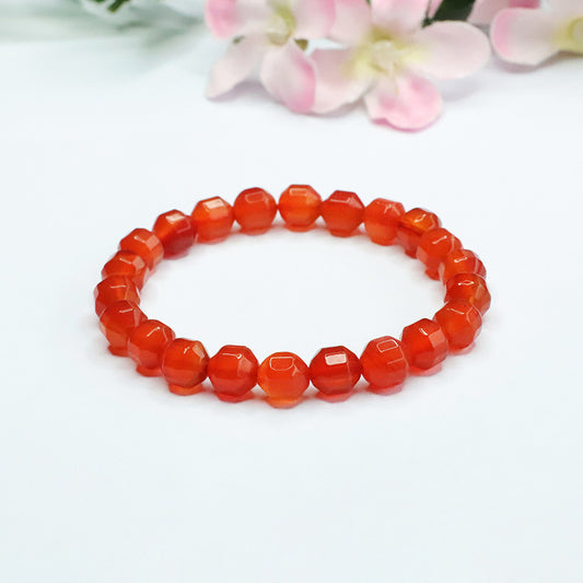 Natural Ice Red Agate Bracelet Faceted Single Circle Bracelet CB3050506