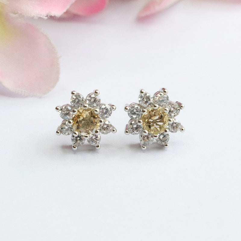 Natural Citrine Earrings S925 Silver Needle Colorful Earrings Women's Jewelry CB3110306 