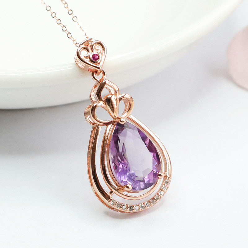 S925 silver inlaid with natural amethyst pendant water drop color jewelery CB2042504 