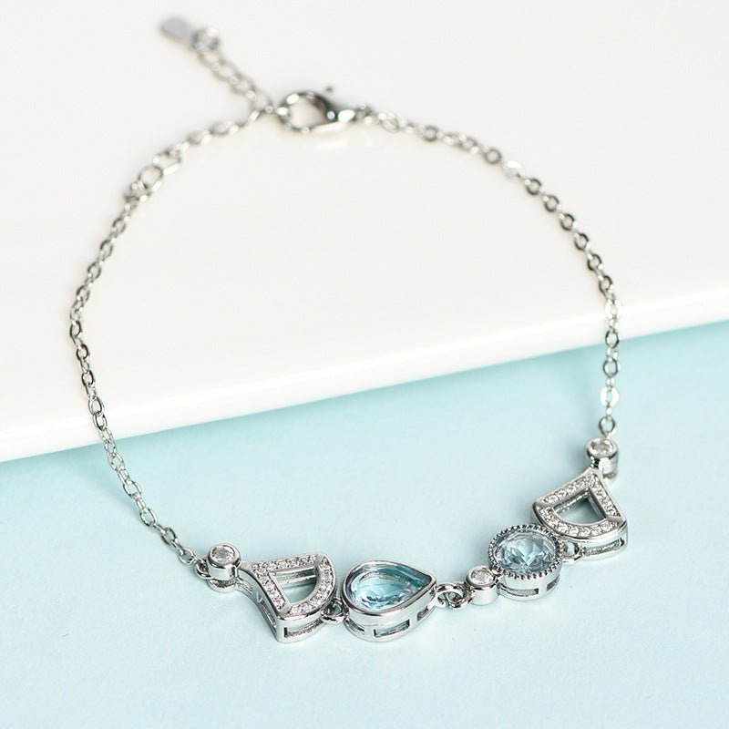 New hot selling natural crystal topaz leaf water drop faceted bracelet for women handmade 