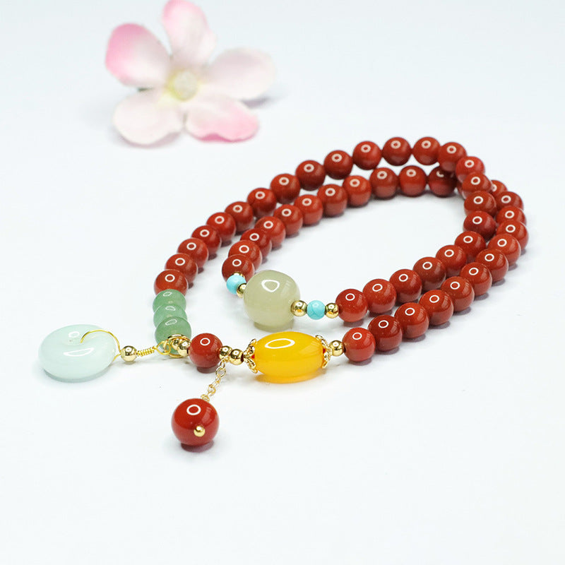 Southern Red Agate Bracelet Hetian Jade Jade Double Circle Bracelet National Trend MN4010210 