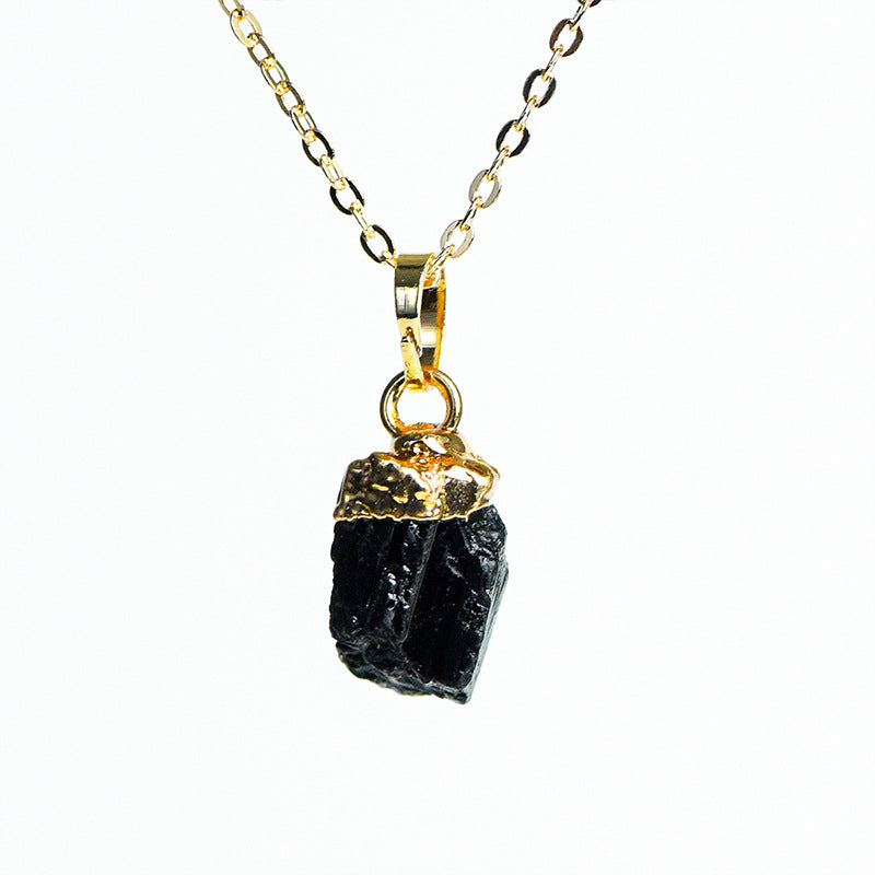 Hot selling natural amethyst raw stone gold-plated pendant irregular shape crystal necklace jewelry accessories 