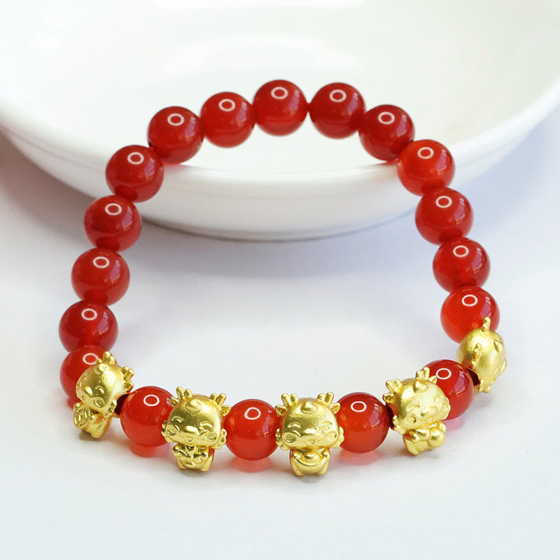 Natural Red Agate Five Fortune Dragon Bracelet Year of the Dragon Animal Year Jewelry CB3111205