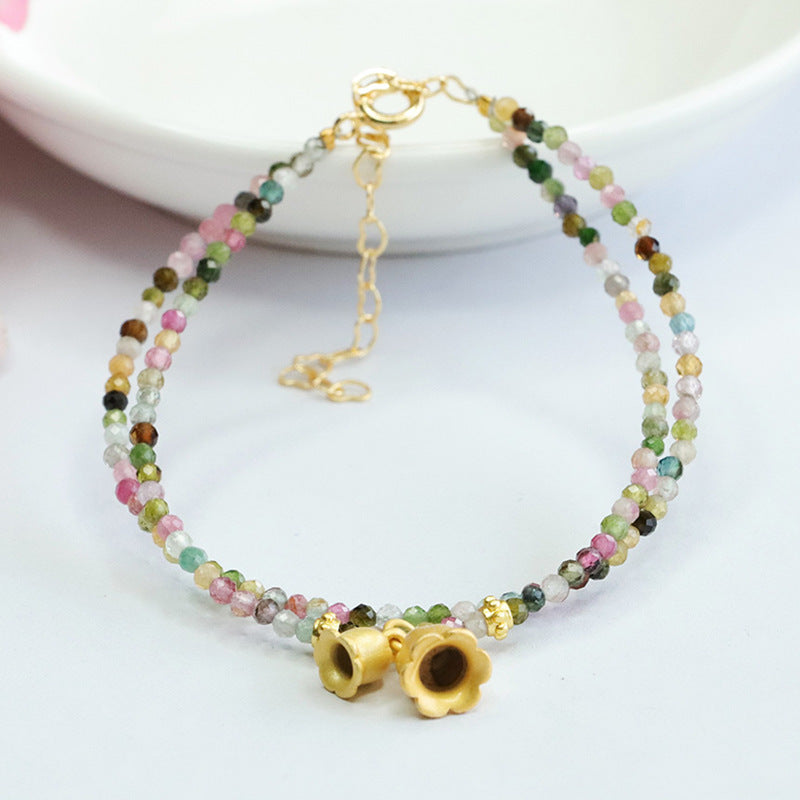 Natural Candy Tourmaline Bracelet Double Circle Colorful Orchid of the Valley Bracelet CB3092206 