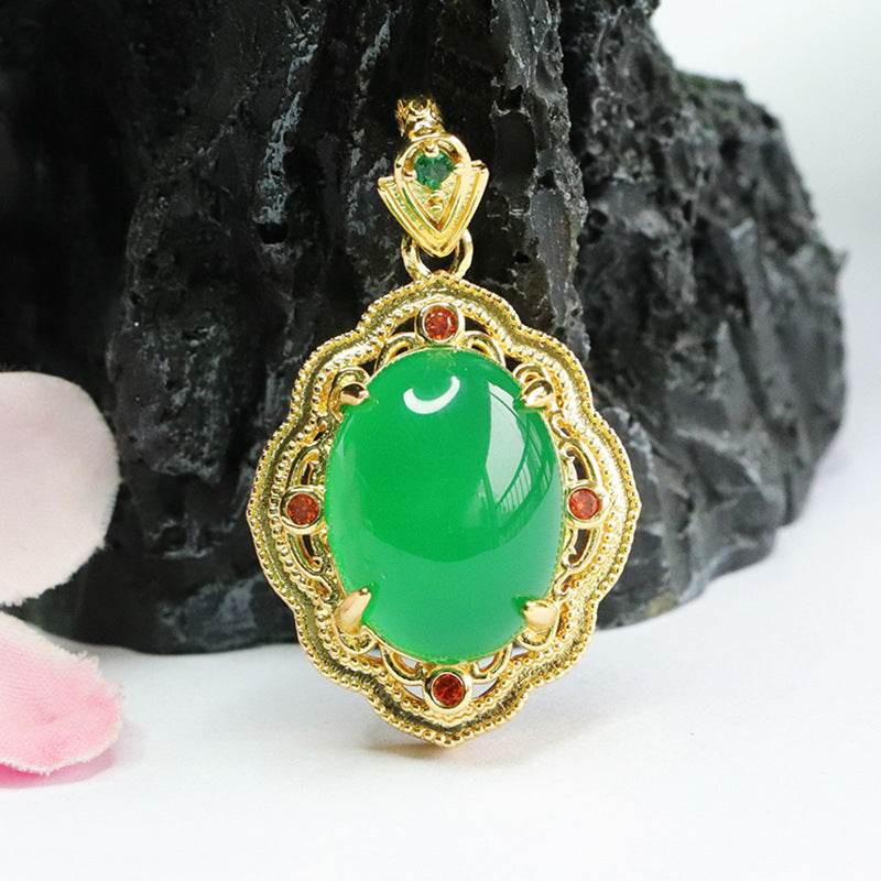 Ice chrysoprase pendant red agate necklace women's retro jewelry MN4013003 