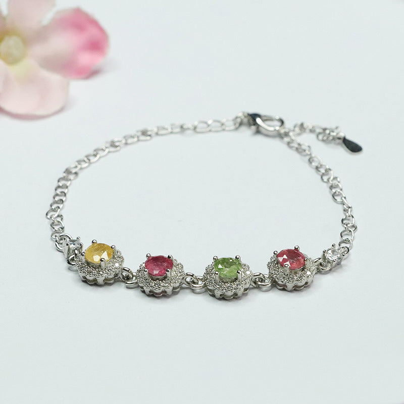 Natural candy tourmaline bracelet Wangfu stone bracelet colorful treasure CB4040702 