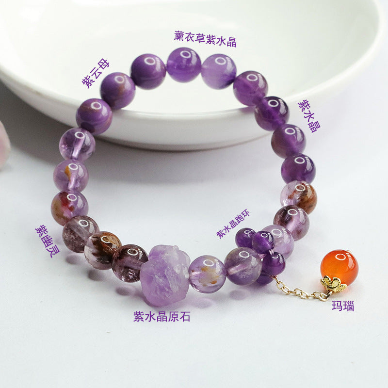 Natural nine purple Lihuo multi-treasure crystal bracelet for women CB4011207 