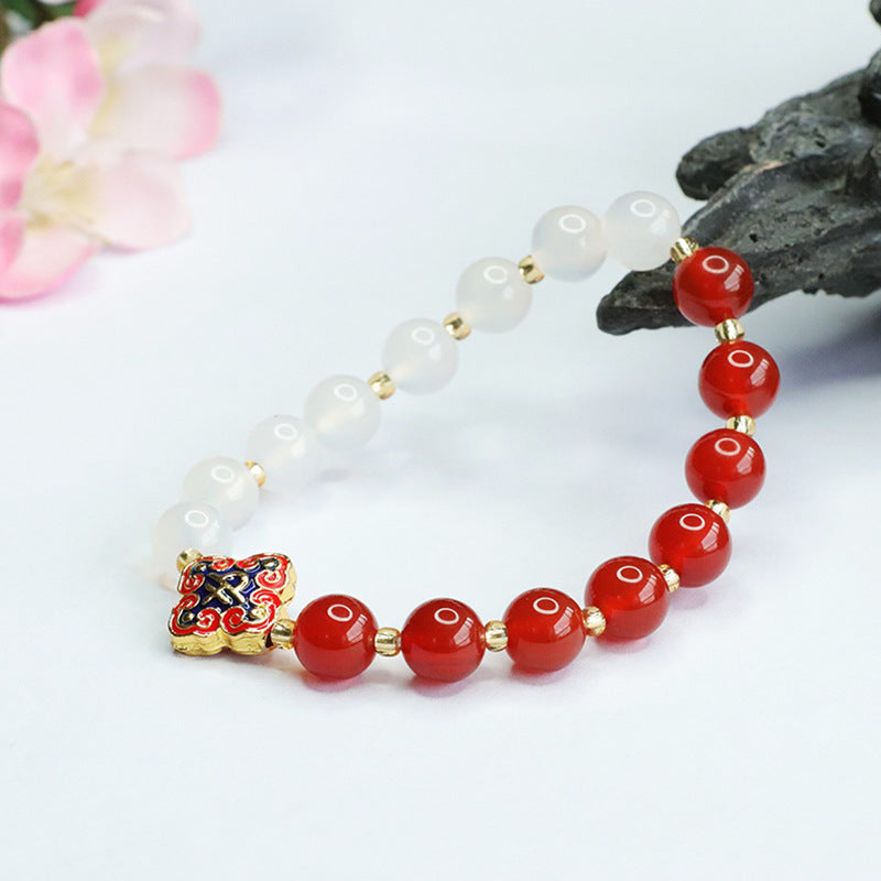 Red agate bracelet white chalcedony bracelet crystal bracelet for women ZS3052607