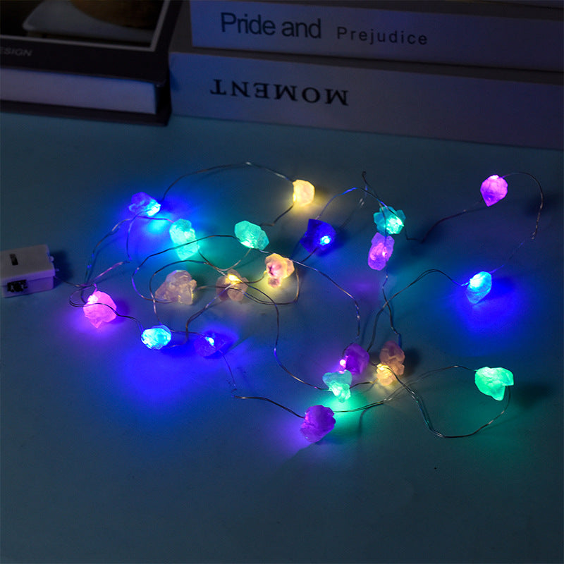 Natural raw stone transparent crystal colorful shining night light color-changing street stall night market gift ring luminous toy 