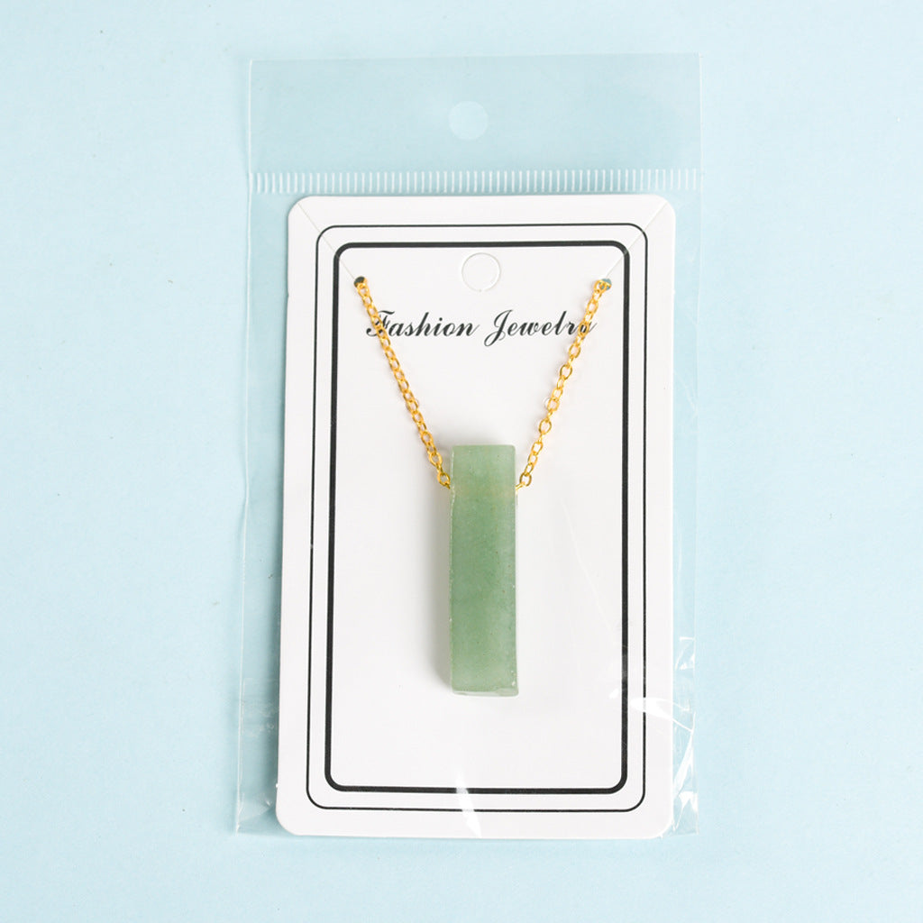 Natural crystal agate personalized irregular flat long necklace with long pendant 