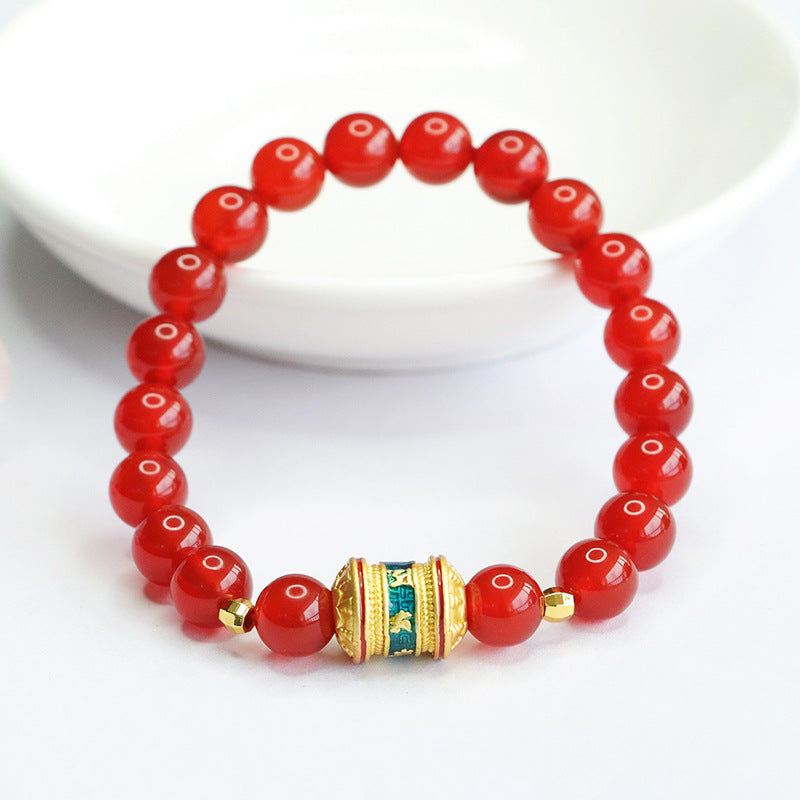 Natural red agate bracelet chalcedony six-word motto bracelet welfare MN4062302