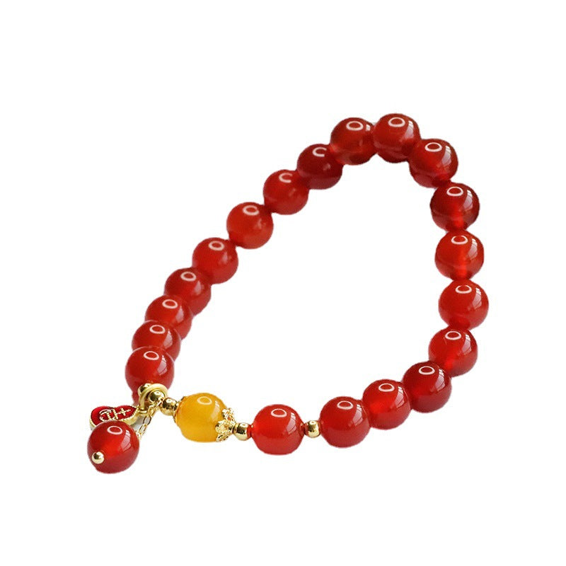 Natural red agate bracelet bracelet yellow chalcedony crystal for women MN3030203