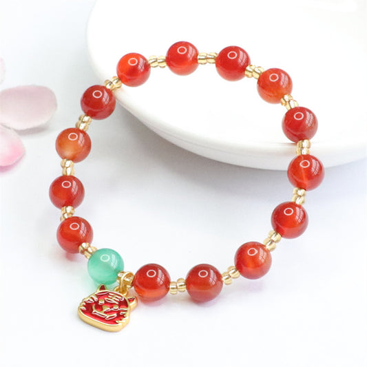 Natural red agate tiger tiger vigorous tassel diy bracelet chalcedony bracelet jewelry 2050501