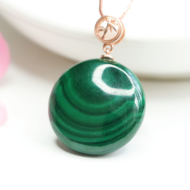 S925 silver set with natural malachite pendant colorful treasure pendant necklace jewelry CB2112717 