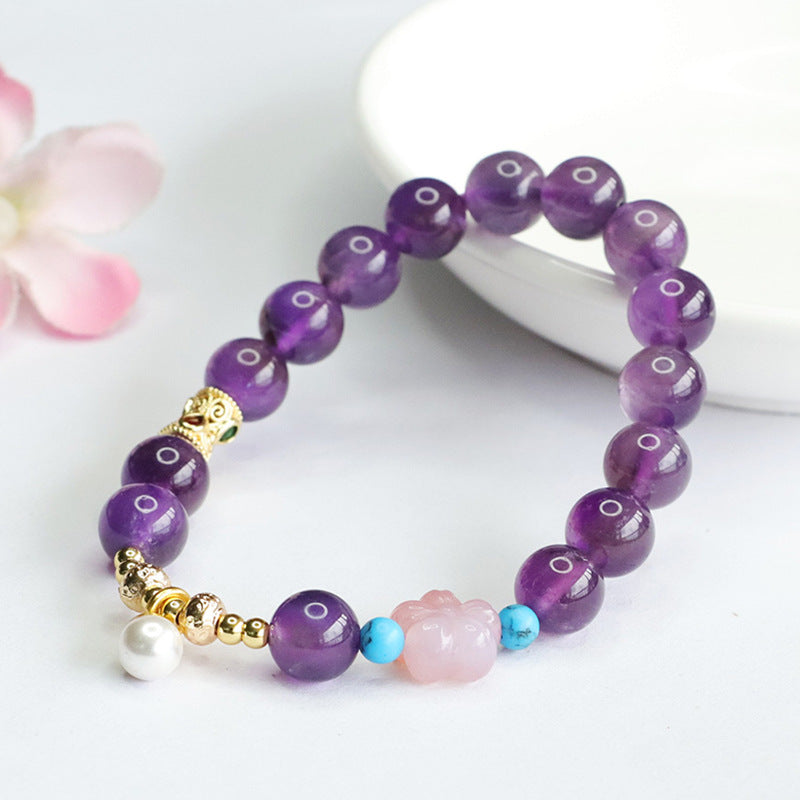 Natural Amethyst Bracelet Salt Source Agate Flower Bracelet Colorful Treasure CB4062602 