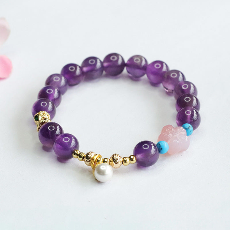 Natural Amethyst Bracelet Salt Source Agate Flower Bracelet Colorful Treasure CB4062602 