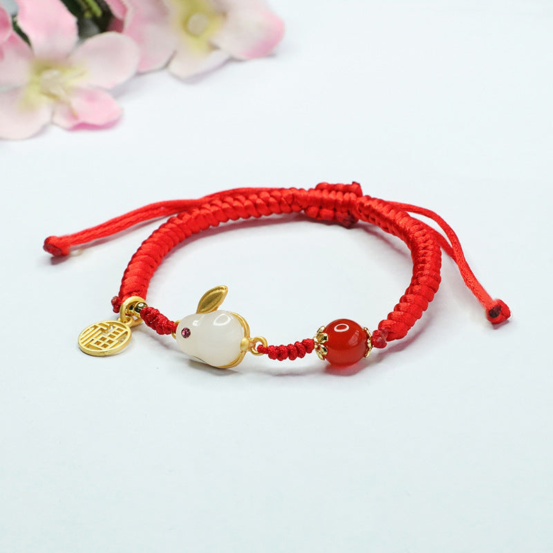 Natural red agate bracelet chalcedony beads Fu brand rabbit bracelet bracelet MN3032701