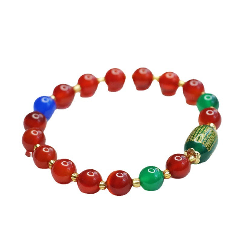 Red Agate Bracelet Chrysoprase Heart Sutra Bracelet Jewelry MN1122559