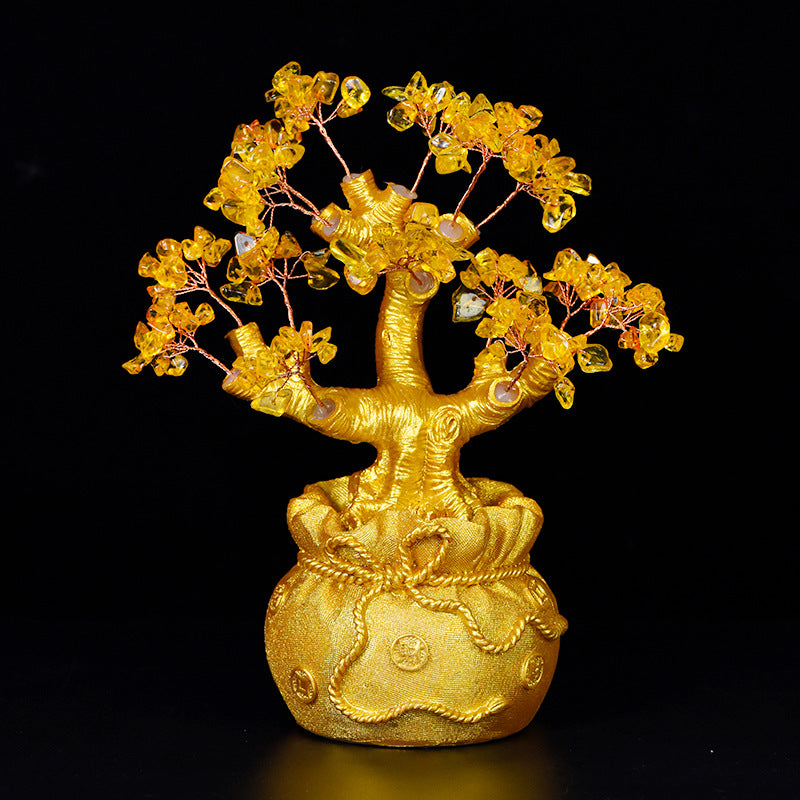 Opening Gift Ornaments Home Living Room Office Decorations Hot Selling Crystal Crafts Tree Citrine Tree 