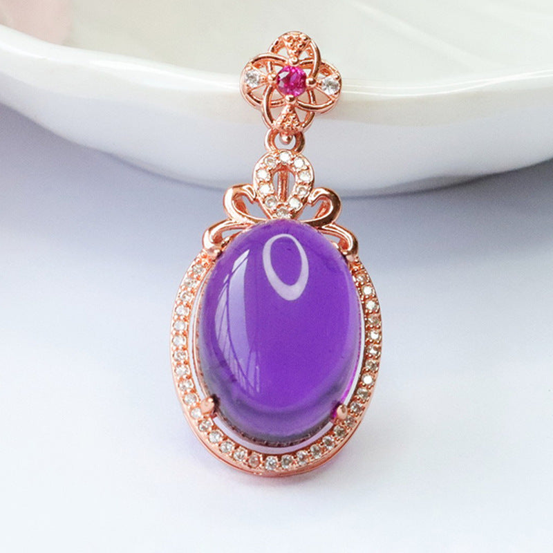 Natural amethyst pendant dove egg purple color treasure necklace for women CB3100108 