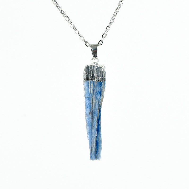 Exquisite and simple natural kyanite rough stone gold-plated pendant irregular crystal necklace jewelry accessories 