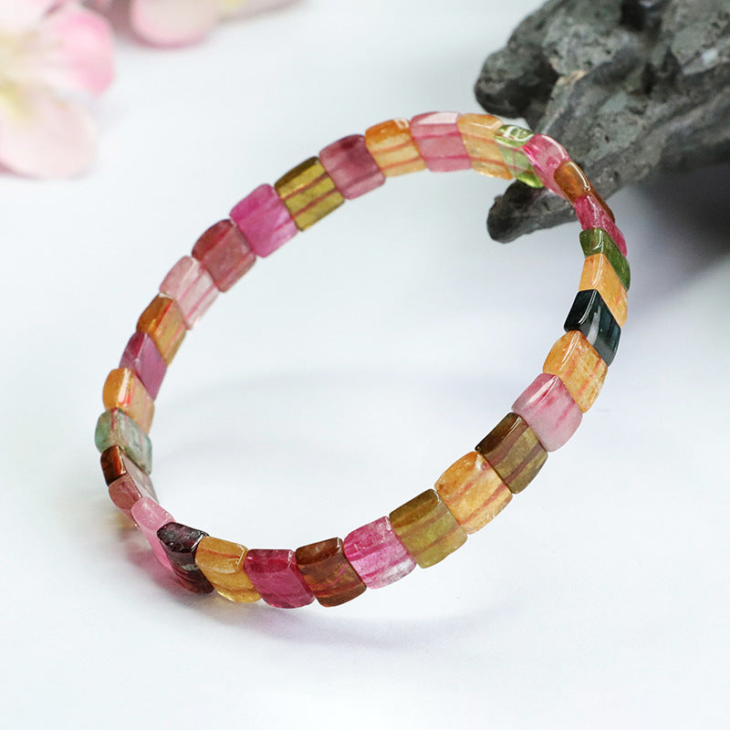 Natural Brazilian candy tourmaline hand string colorful treasure bracelet for women CB3021105 