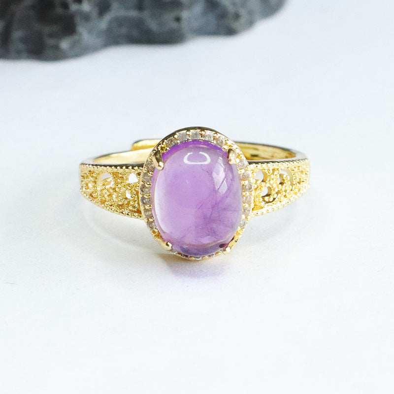 Natural Amethyst Ring Purple Gemstone Ring Women's Jewelry CB3082906 