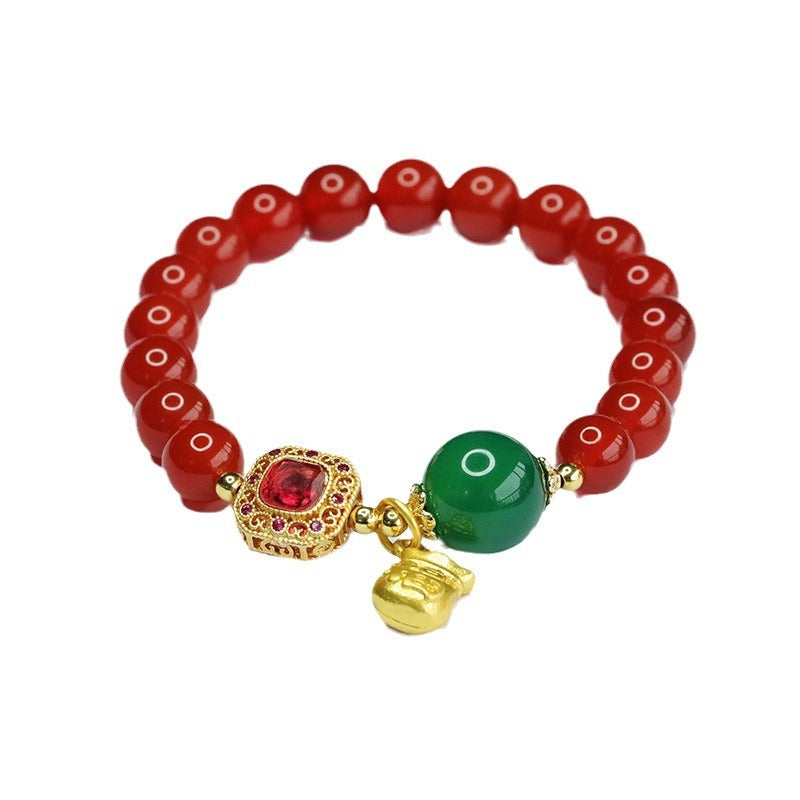 Red agate bracelet, chrysoprase lucky bag bracelet, new Chinese style jewelry MN4012803