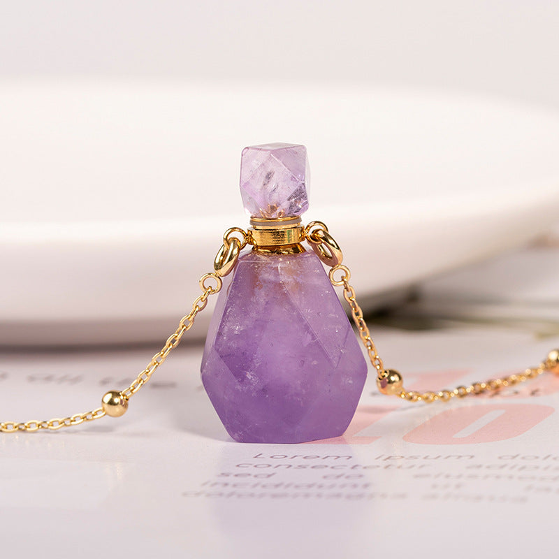 Hot selling new multi-color optional crystal perfume bottle simple personalized necklace pendant 