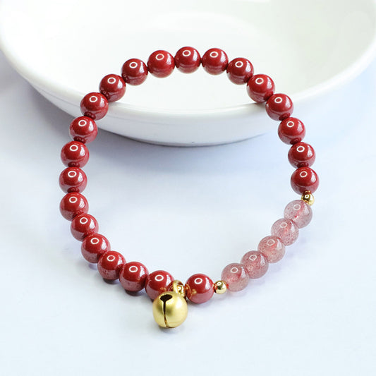 Cinnabar Imperial Sand Bracelet Strawberry Crystal Bell Bracelet ZS3071201 