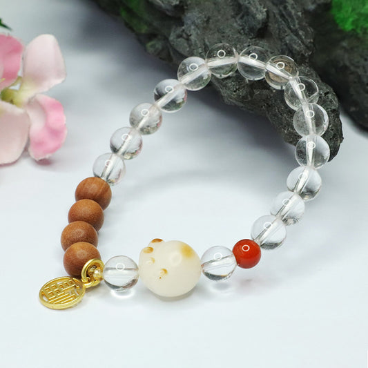 Natural white crystal bracelet sandalwood bodhi root cat claw bracelet for women CB3091502 