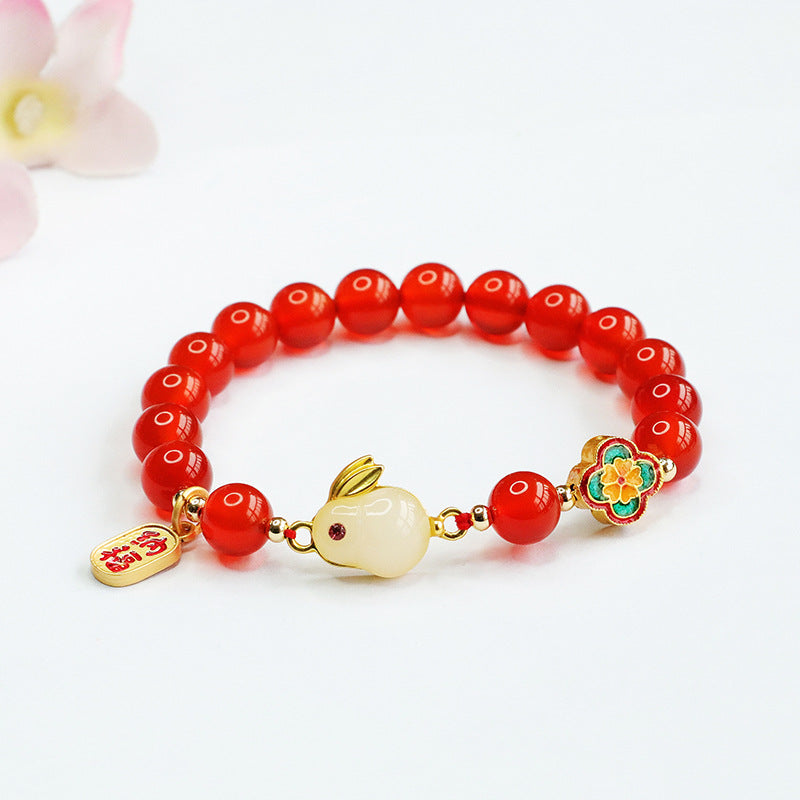 Natural Agate Rabbit Bracelet Red Agate Year of the Rabbit Bracelet Jewelry Jewelry MN2121407