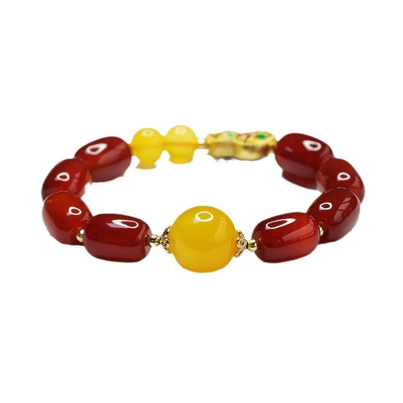 Natural red agate bracelet yellow chalcedony bracelet national trend hot product MN4051904