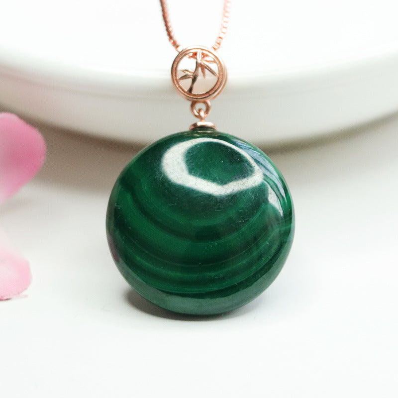 S925 silver set with natural malachite pendant colorful treasure pendant necklace jewelry CB2112717 