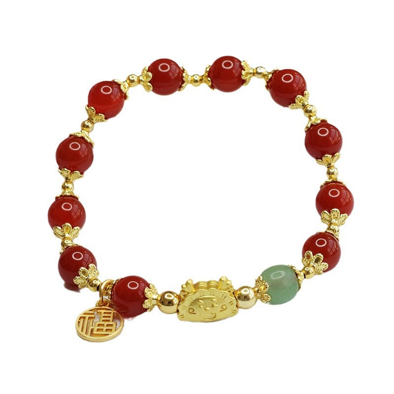 Natural red agate bracelet zodiac dragon bracelet year of the dragon zodiac year jewelry MN3112301